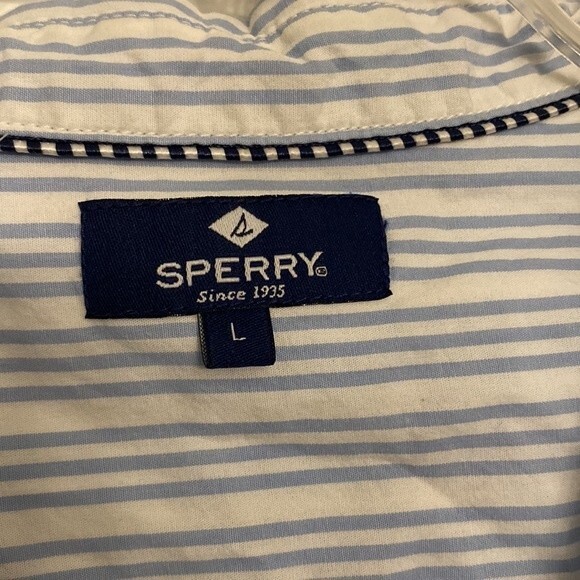 Sperry 100% Cotton Striped Lightweight Button Long Sleeve Blouse - Size L - Picture 2 of 3
